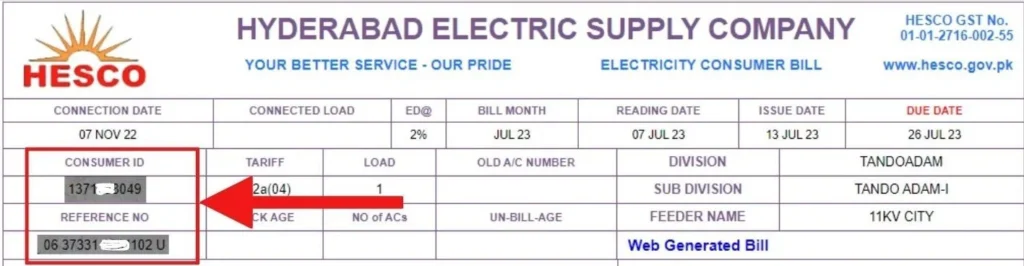 HESCO Online Bill Check 1 HESCO Bill Ref No 1