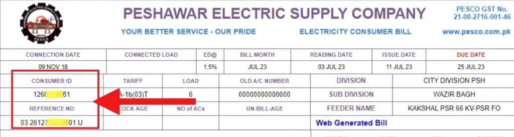 PESCO Online Bill Check 1 PESCO Bill Ref No 1